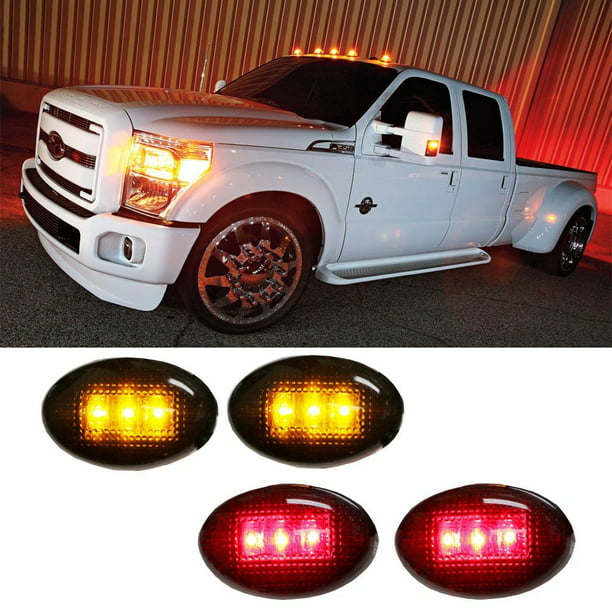 HERCOO Dually Bed Fender LED Side Marker Lights Front Rear Lamps Compatible with Ford 1999-2010 F350 F450 F550 Super Duty 